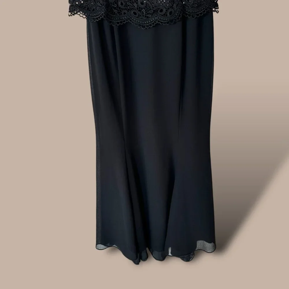 Jessica McClintock Black Sleeveless Maxi Dress Size 10 Formal Prom Wedding MOB - Picture 6 of 13